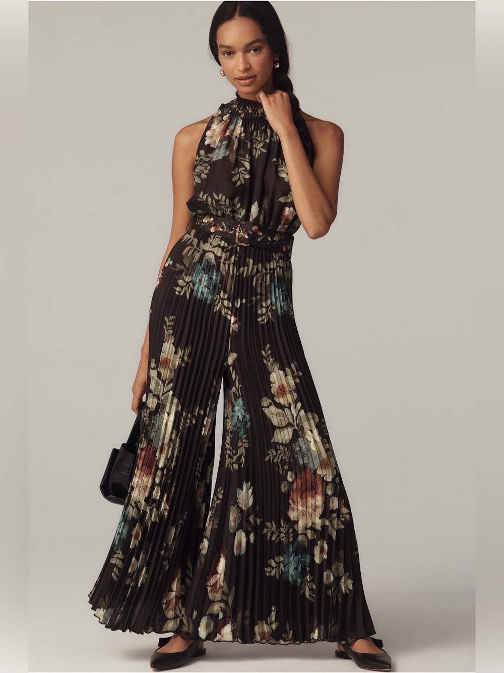 Anthropologie Ranna Gill Pleated Mock-Neck Floral Jumpsuit NWT